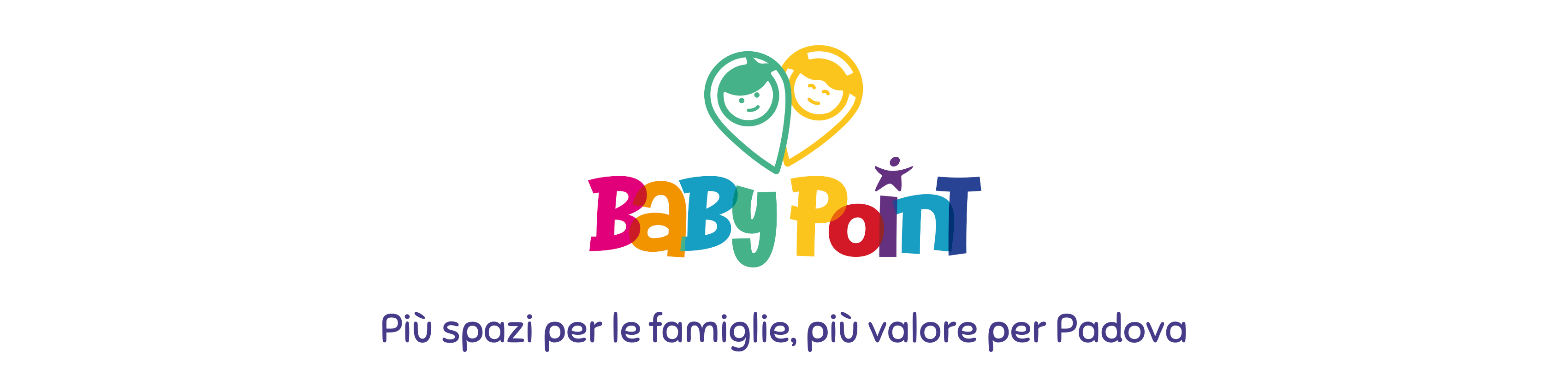 logo baby point del comune di padova con scritta "Più spazi per le famiglie, più valore per Padova"