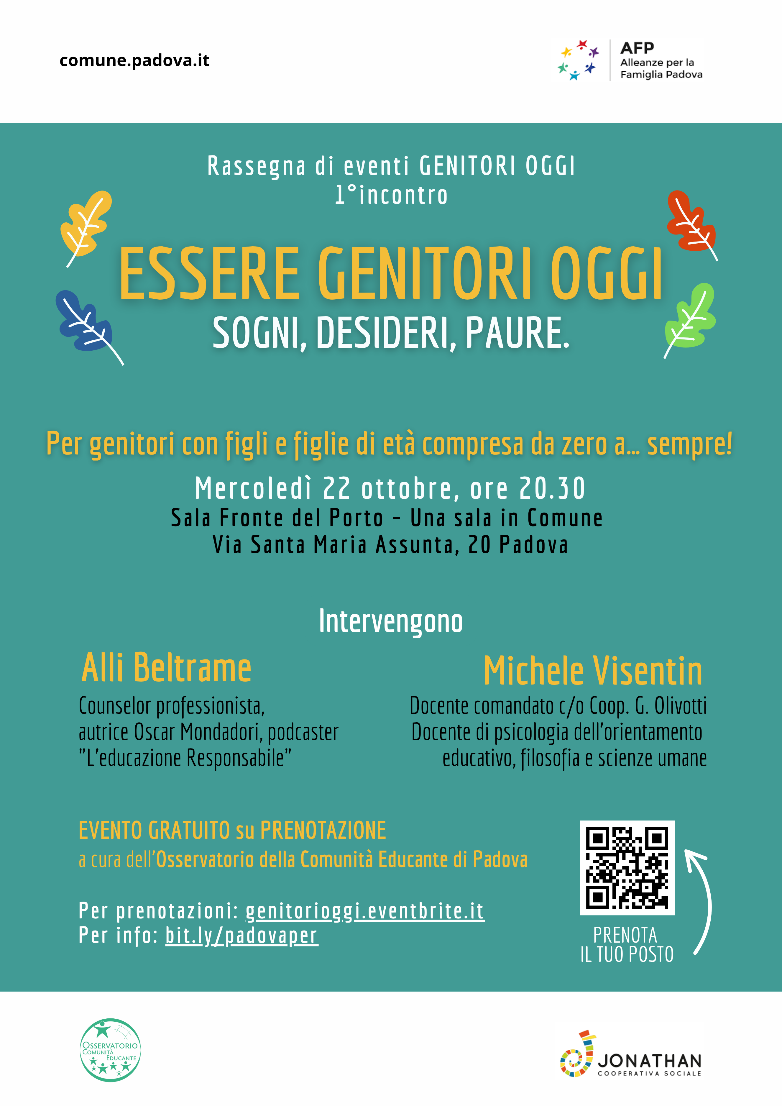 Locandina evento formativo per genitori