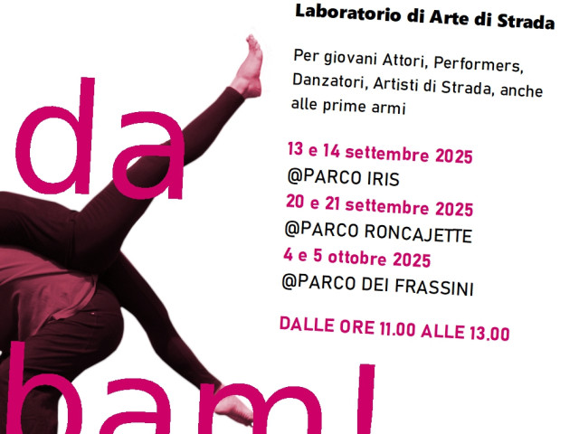 volantino sbadabam, laboratorio di arte di strada