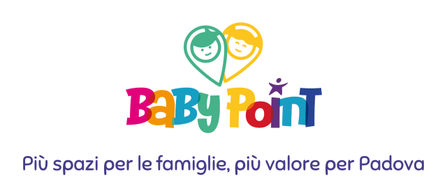 logo baby point del comune di padova con scritta "Più spazi per le famiglie, più valore per Padova"