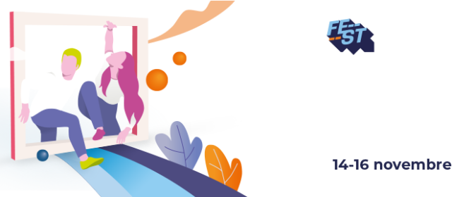 Immagine di due persone che scavalcano una cornice per uscire ad esplorare il mondo